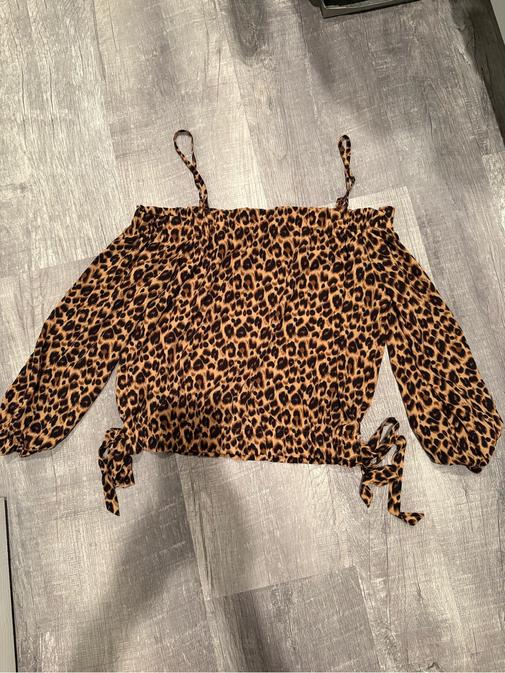 Papermoon Leopard Print Off-Shoulder Camisole in Brown and Black